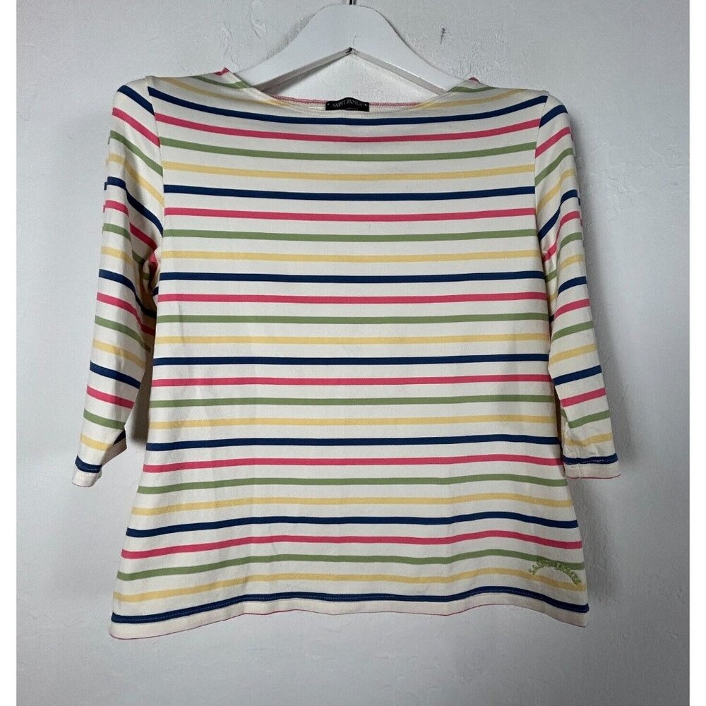 Saint James Women's 3/4 Sleeve Top Stretchable Striped Multicolor 12 Lightweight